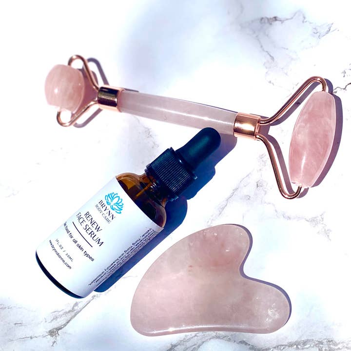 Brynn Body Care - Wholesale Gua Sha Tool - Rose Quartz Roller and Gua Sha Stone Set