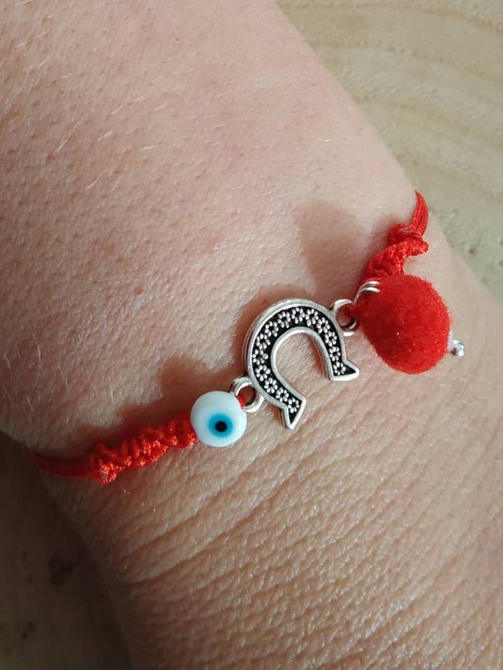 Horseshoe good luck bracelet with evil eye for wholesale by Kalliopi P. Giannoula - Poppygshop