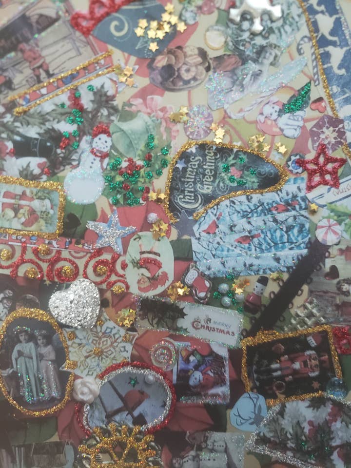 Carte de collage de Noël, carte de collage de Noël vintage pour la vente par Erica DiPaolo Designs
