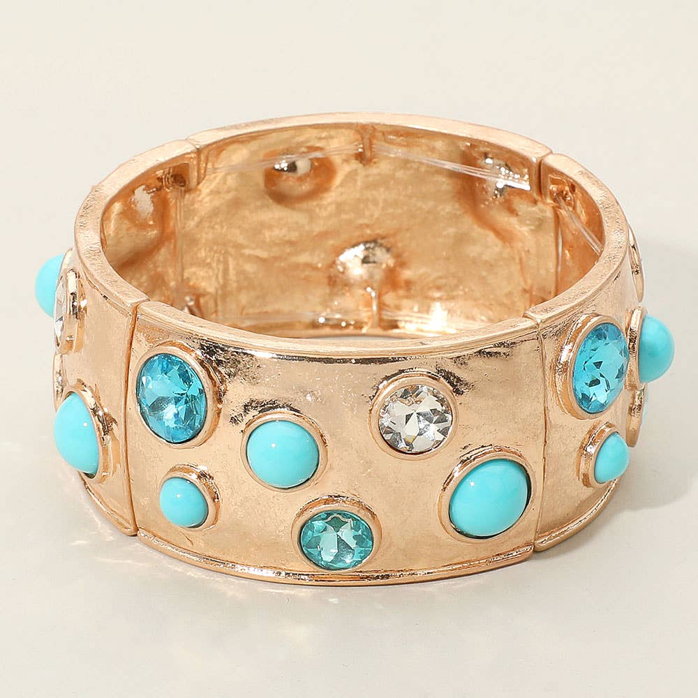 Sensibling Corp. - Vente Bracelet jonc - Bracelet élastique large à déclaration avec pierres en verre serties1