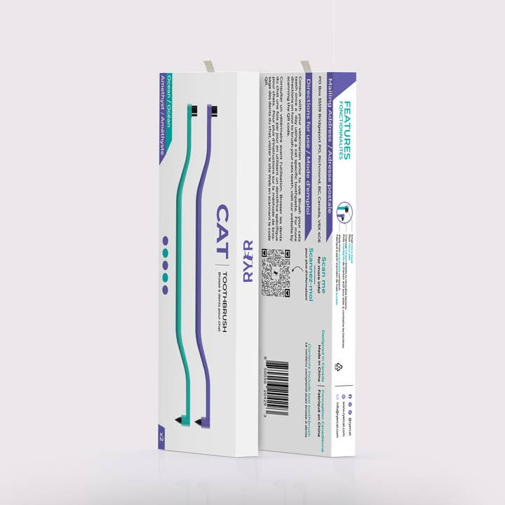 RYERCAT - Wholesale Pet Brush - Cat/Dog - Pack of 2 Cat Toothbrush Micro Head & Dual Sided2