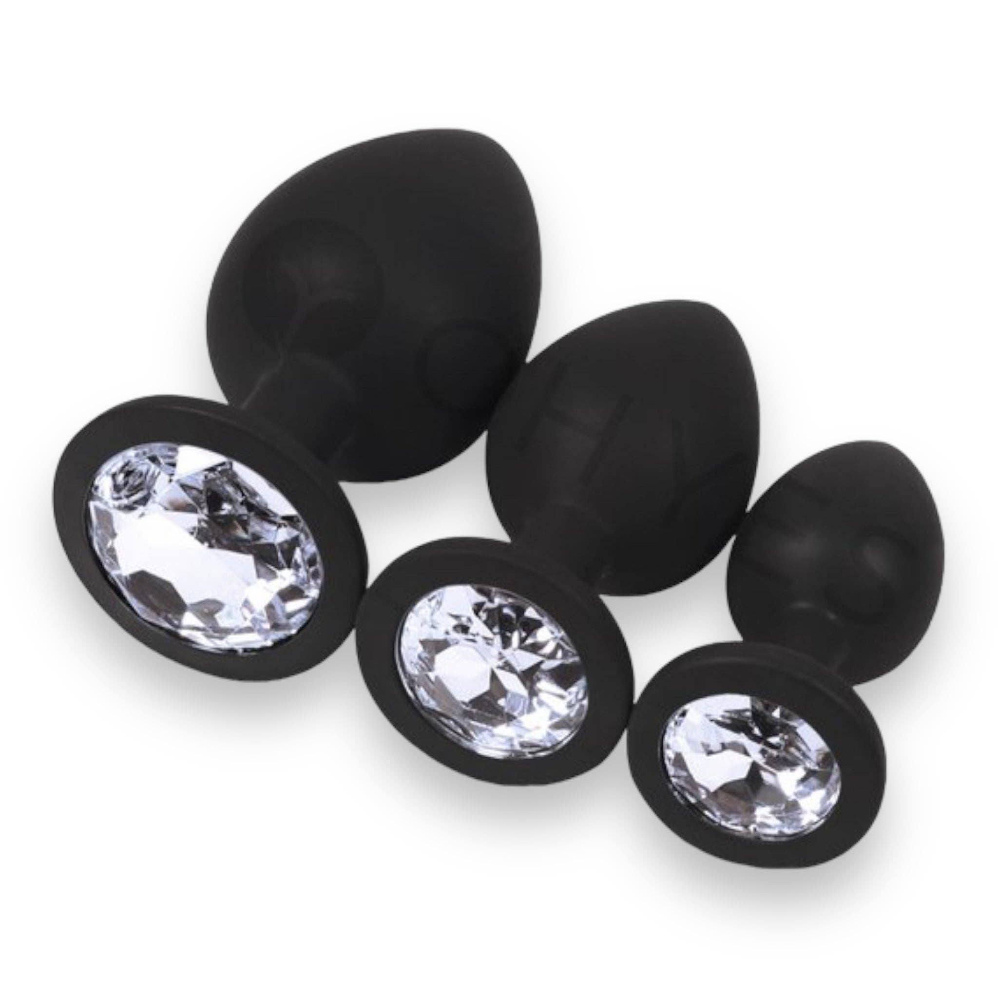 Kinky Pleasure - Wholesale Sex Toy - Power Escorts - BR135 - Diamond King - Silicone Butt Plug - Black - 6 Colors - 3 Sizes20