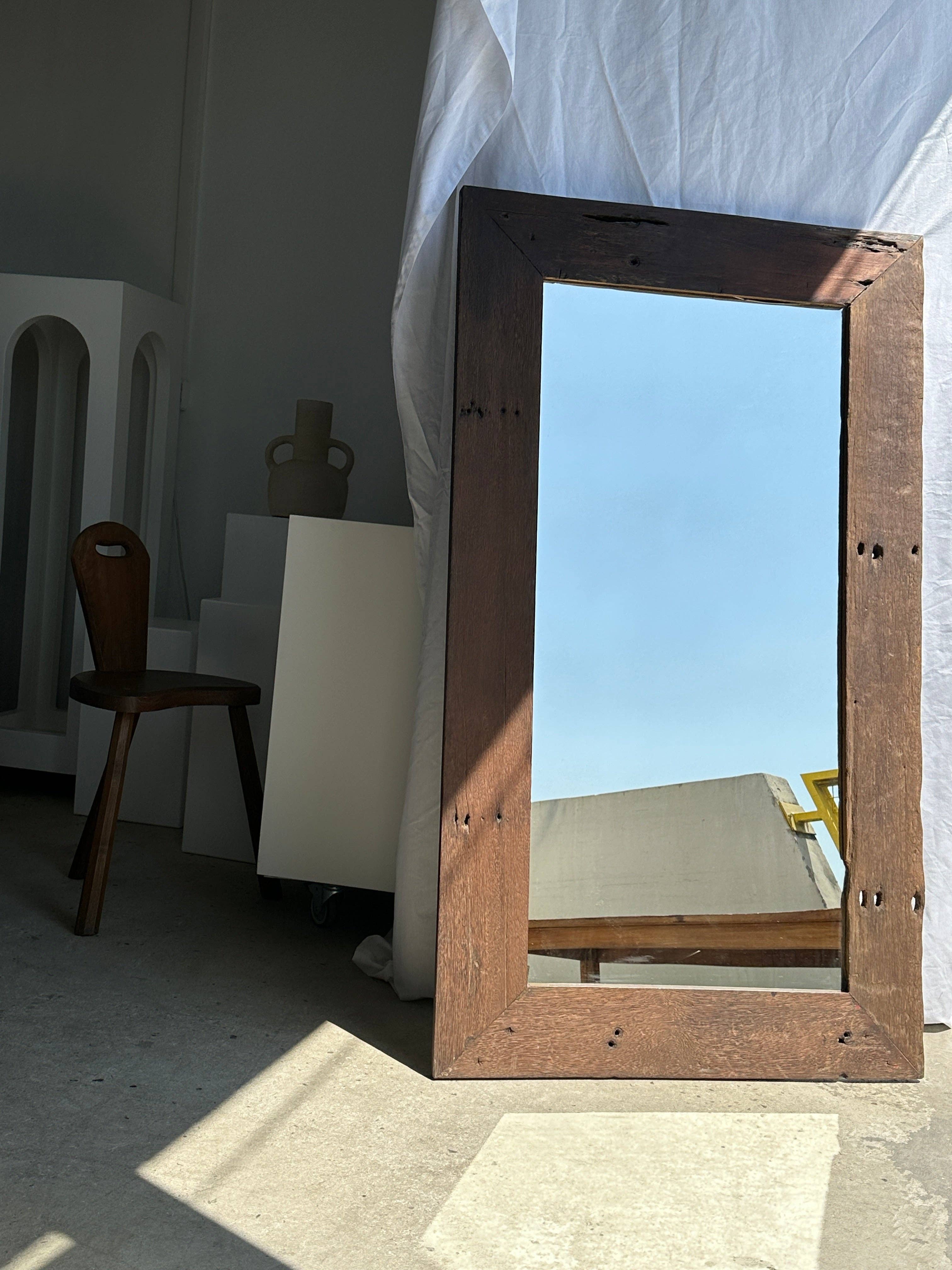 Office Objets - Wholesale Wall Mirror - Mirror with exotic brutalist old iron wood frame H:139cm43