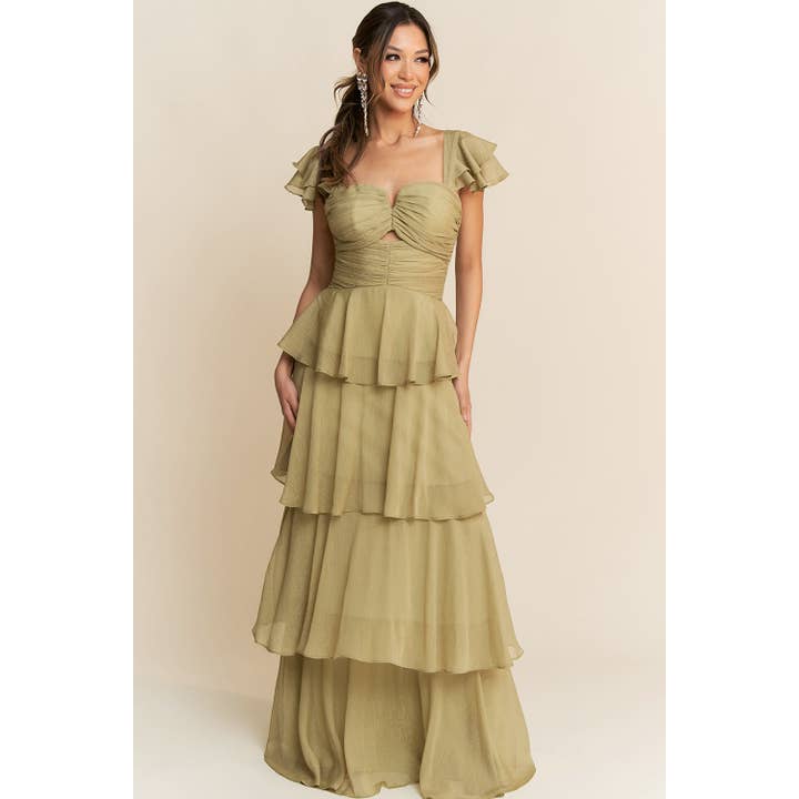 LUREX FLUTTER TIERED MAXI DRESS for wholesale by Maniju