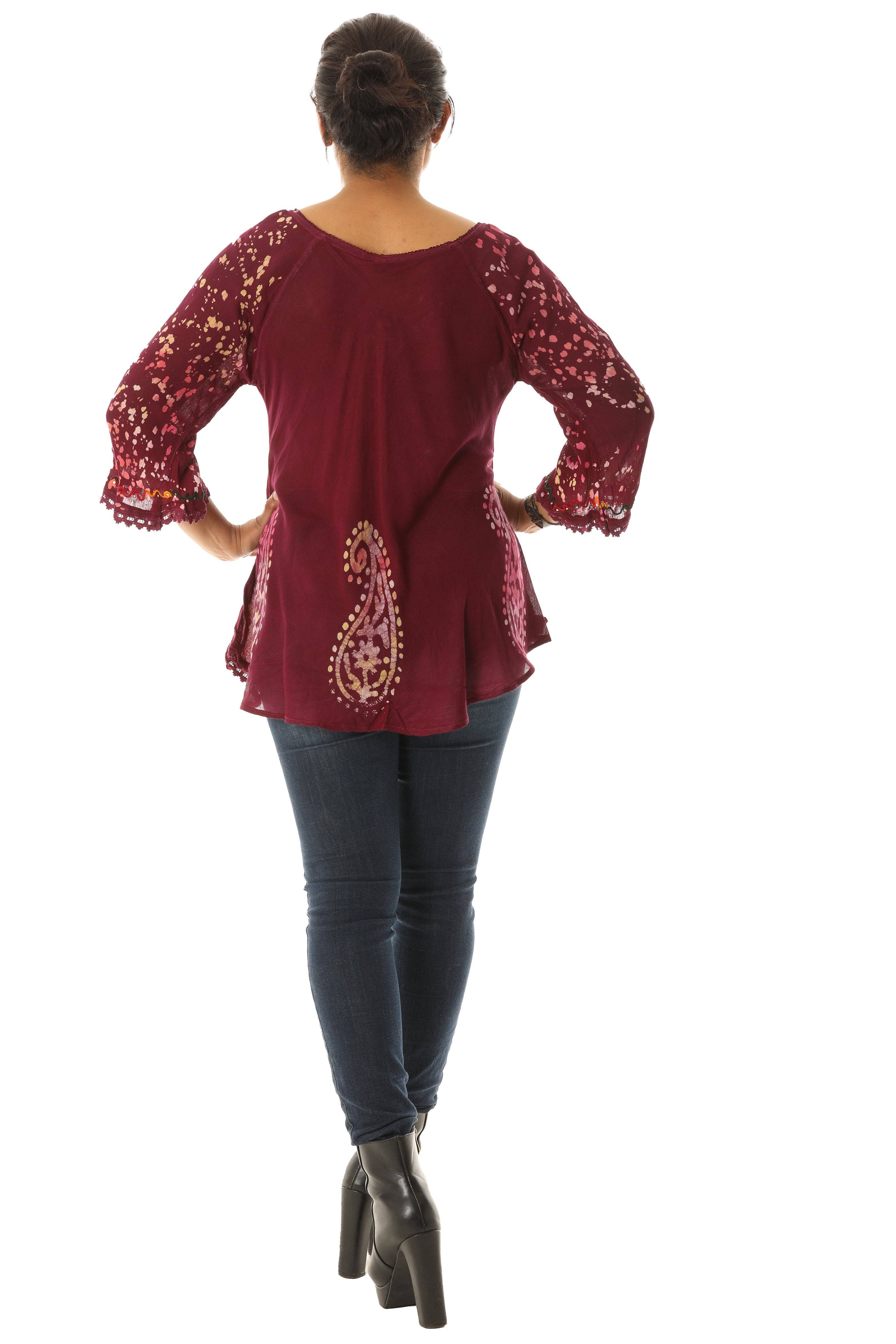 Shoreline Wear. INC – wholesale Tunic – Women’s – Bold Paisley Pattern Rainbow Tie Dye Rayon Tunic4