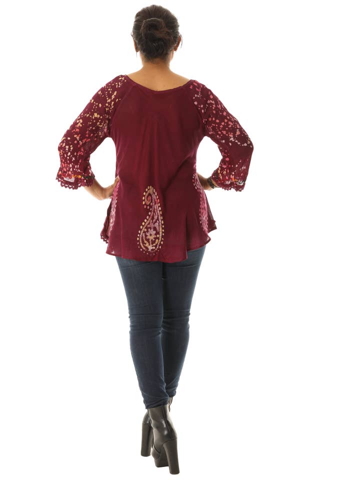 Shoreline Wear. INC – wholesale Tunic – Women’s – Bold Paisley Pattern Rainbow Tie Dye Rayon Tunic4