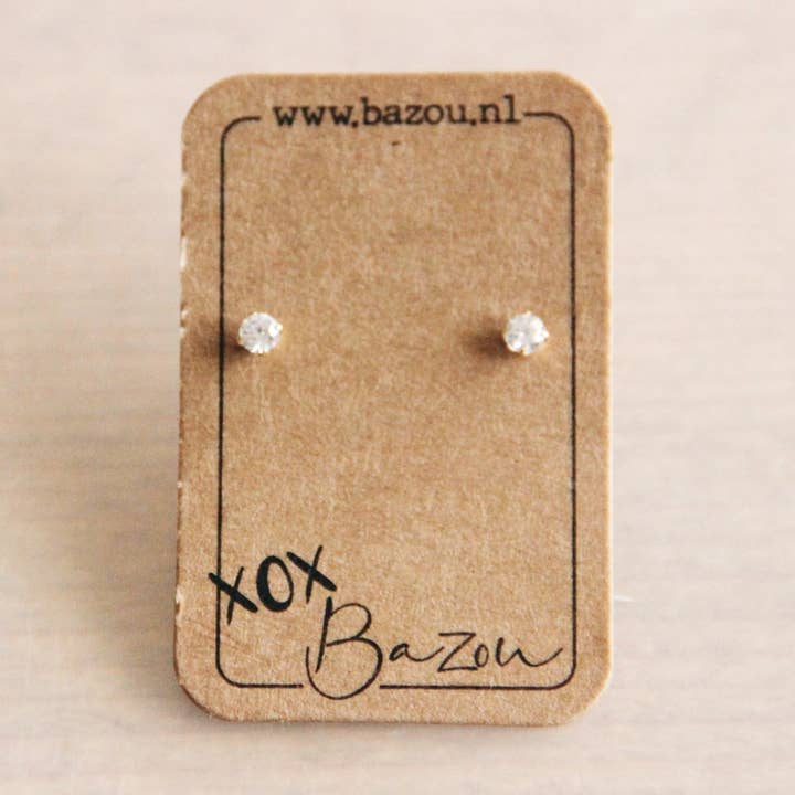 Bazou – Großhandel Ohrstecker – Mini-Ohrstecker aus Edelstahl mit Strass - Gold0