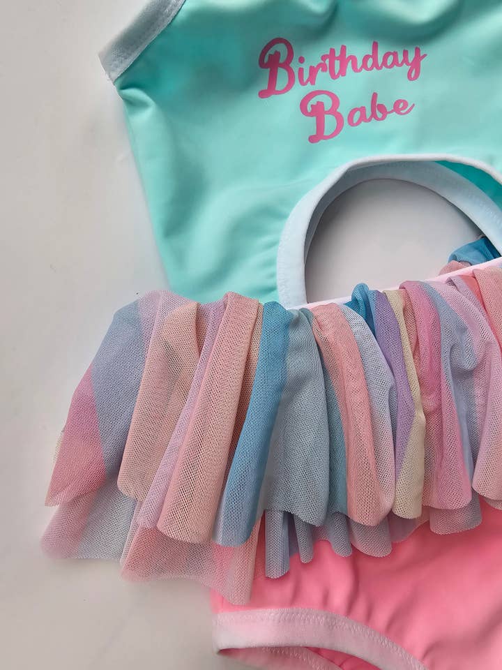 Fancy Shmancy Baby - Wholesale One Piece Swimsuit - Kids - Birthday Babe One piece Swim