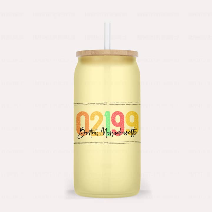 Gobelet en verre givré jaune à couleur changeante - Code postal pour la vente par imperfect by design co