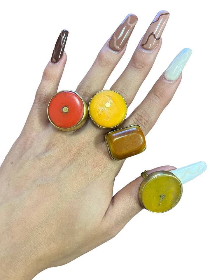 Soldered Amber Soft Stone Fashion Rings for wholesale by Harkiss Designs