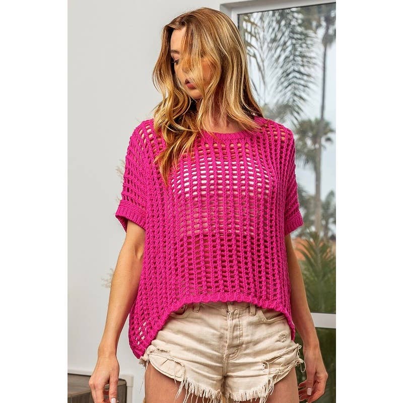 IVE – wholesale Knit top – Women's – SHORT SLEEVE NET CROCHET TOP4