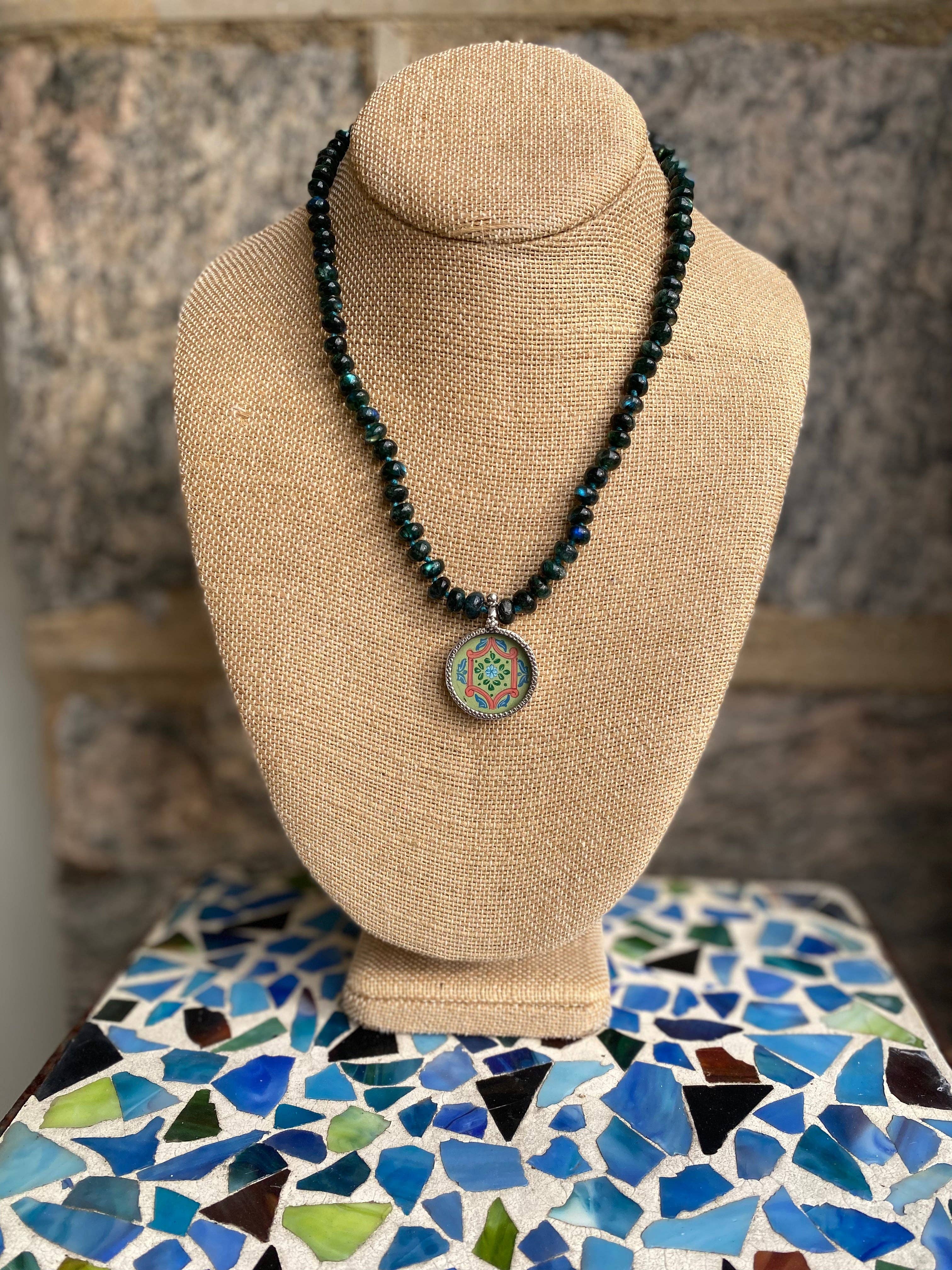 Jen Stock Mindful Designs - Wholesale Pendant/Charm Necklace - Block Print Beaded Necklaces1