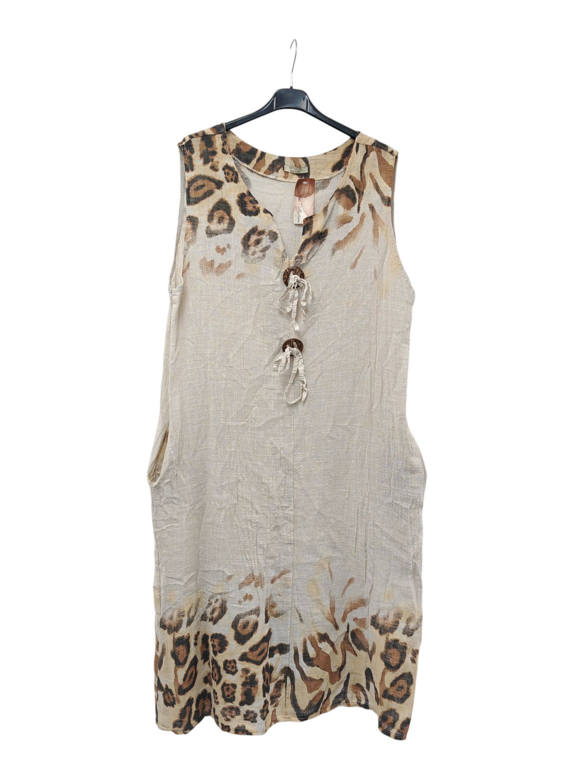 Superbia – wholesale Dress – Women's – Italian One Size Premium Cotton Dress Buttons Leopard Print0