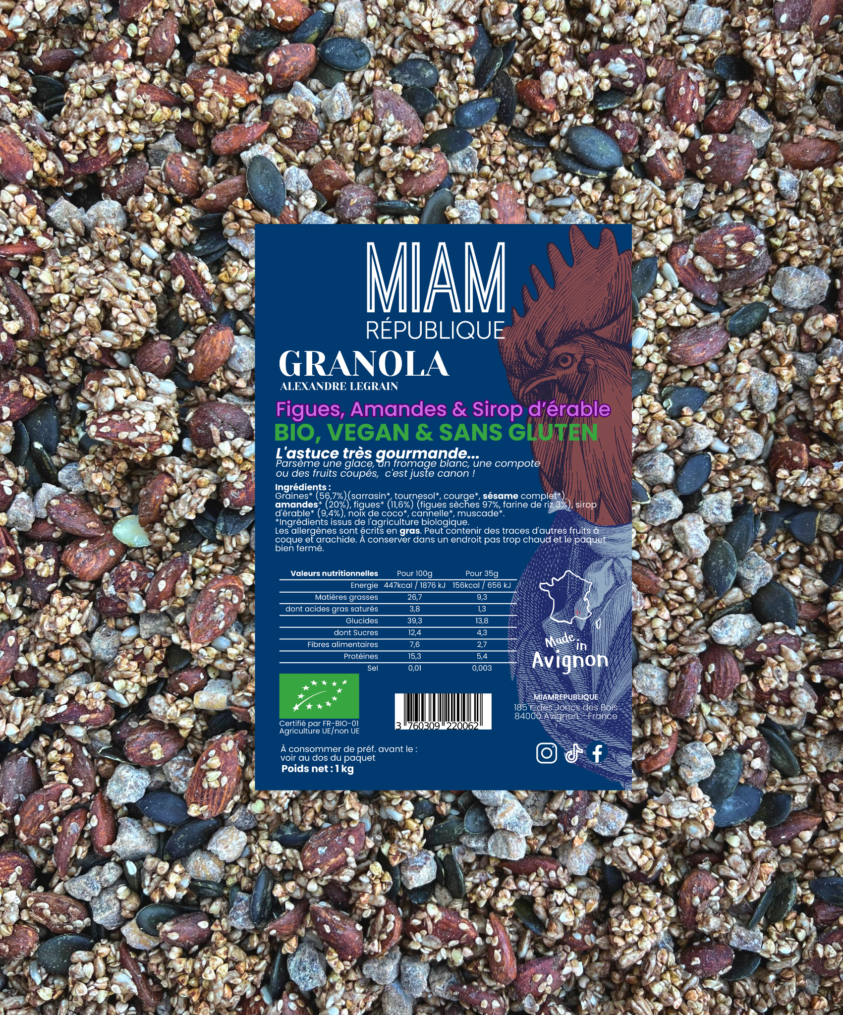 MIAM REPUBLIQUE – Großhandel Granola – BIO-GRANOLA FEIGEN, MANDELN & KERNE 350g - KNUSPER-MÜSLI4