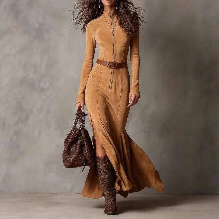 Sheer Trend - Wholesale Coat - Women's - Double-Faced Cashmere Zip-Up Collar Coat Autumn Fashion1