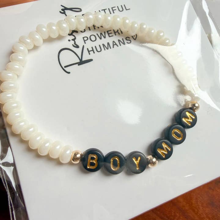 Girl Mom or Boy Mom Pearl Bead Bracelet for wholesale by Bee Marie Market LLC