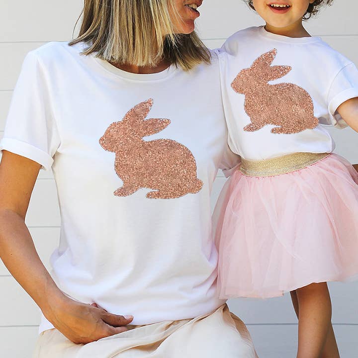 maglietta Glitter Bunny, maglietta Happy Easter, per la vendita all'ingrosso da parte di One Nine