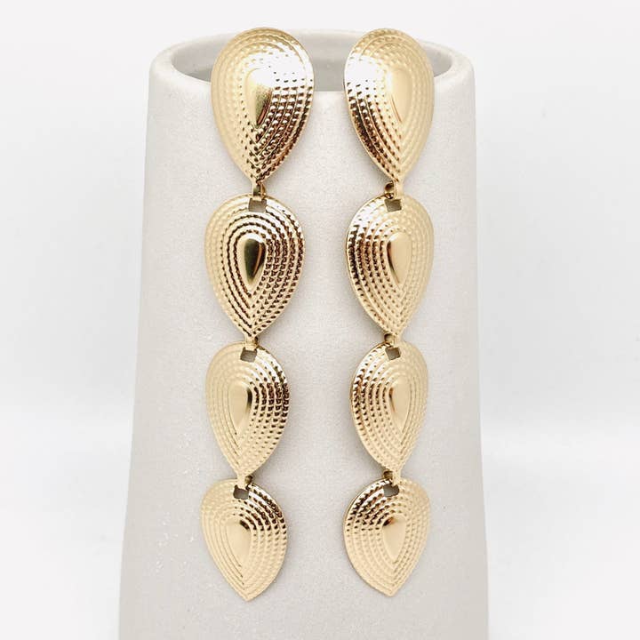 Wholesale Drop-shaped Charm Gold Plated Stainless Steel Earrings