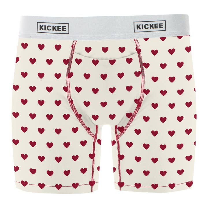 Boxer de Comprimento Médio para Homem com Abertura Superior em Corações Naturais por atacado de KicKee Pants