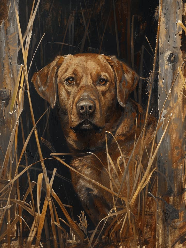 Watching from the Blind Labrador Retriever 8”x10” Art Print for wholesale by Mowbi