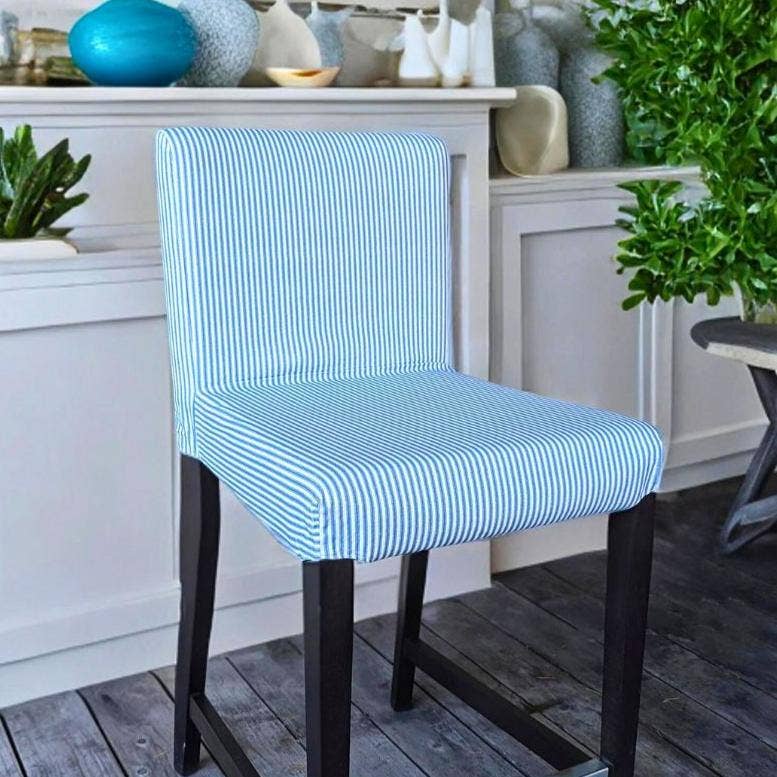 REMOVED BRAND – Großhandel Stuhl-/Sofa-Schonbezug – Blaue Barhockerbezüge mit tickenden Streifen, kompatibel mit IKEA Henriksdal, 2er-Set0