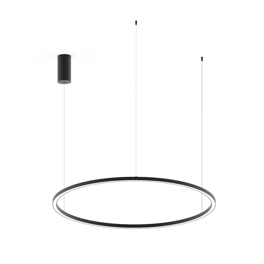 Gruppo F.T - Venta al por mayor Lámpara de araña y colgante - Lámpara colgante Hoop en aluminio estampado blanco, dorado o negro, difusor de silicona y interruptor interno para personalizar la temperatura de color1