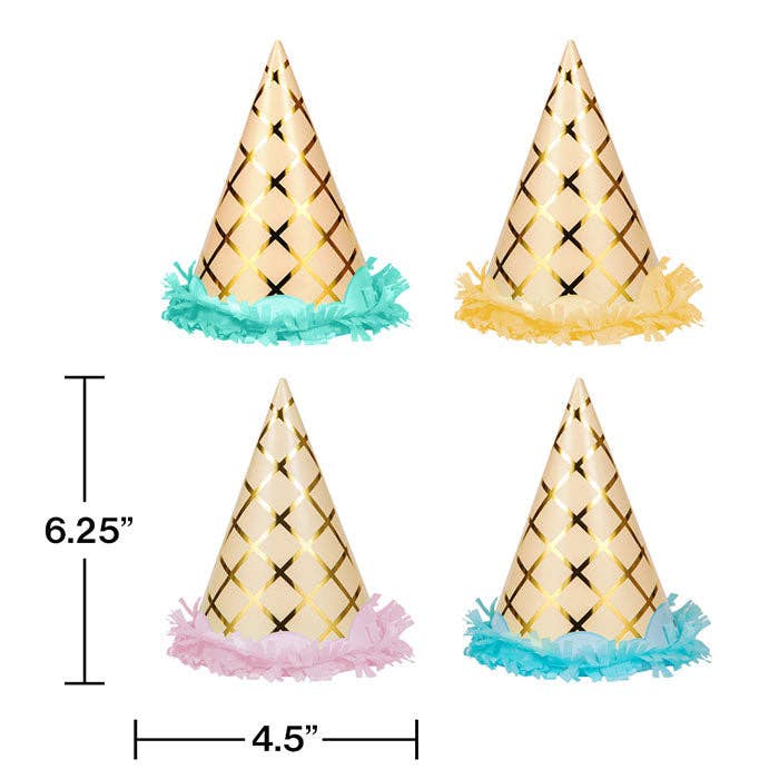 Bulk Party Decor - Wholesale Party Hat/Crown - Ice Cream Party Party Hats, 8/Pkg