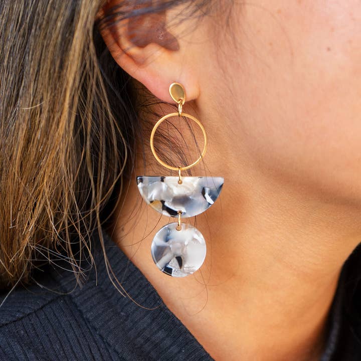 Spiffy & Splendid - Wholesale Dangle Earrings - Wren Earrings - Ivory & Slate // Jewelry, Gifts
