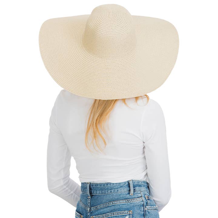 Cap Zone - Wholesale Straw Hat - Women's - Solid Color Tight Weave Paper Straw Floppy Sun Hat