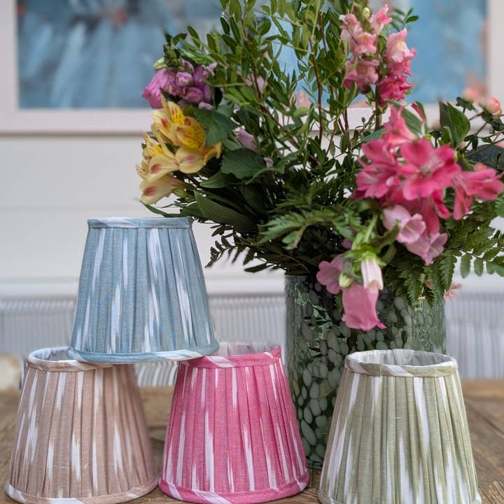 LNH EDIT - Wholesale Lamp Shade - Pink Ikat Pleated Lampshade2