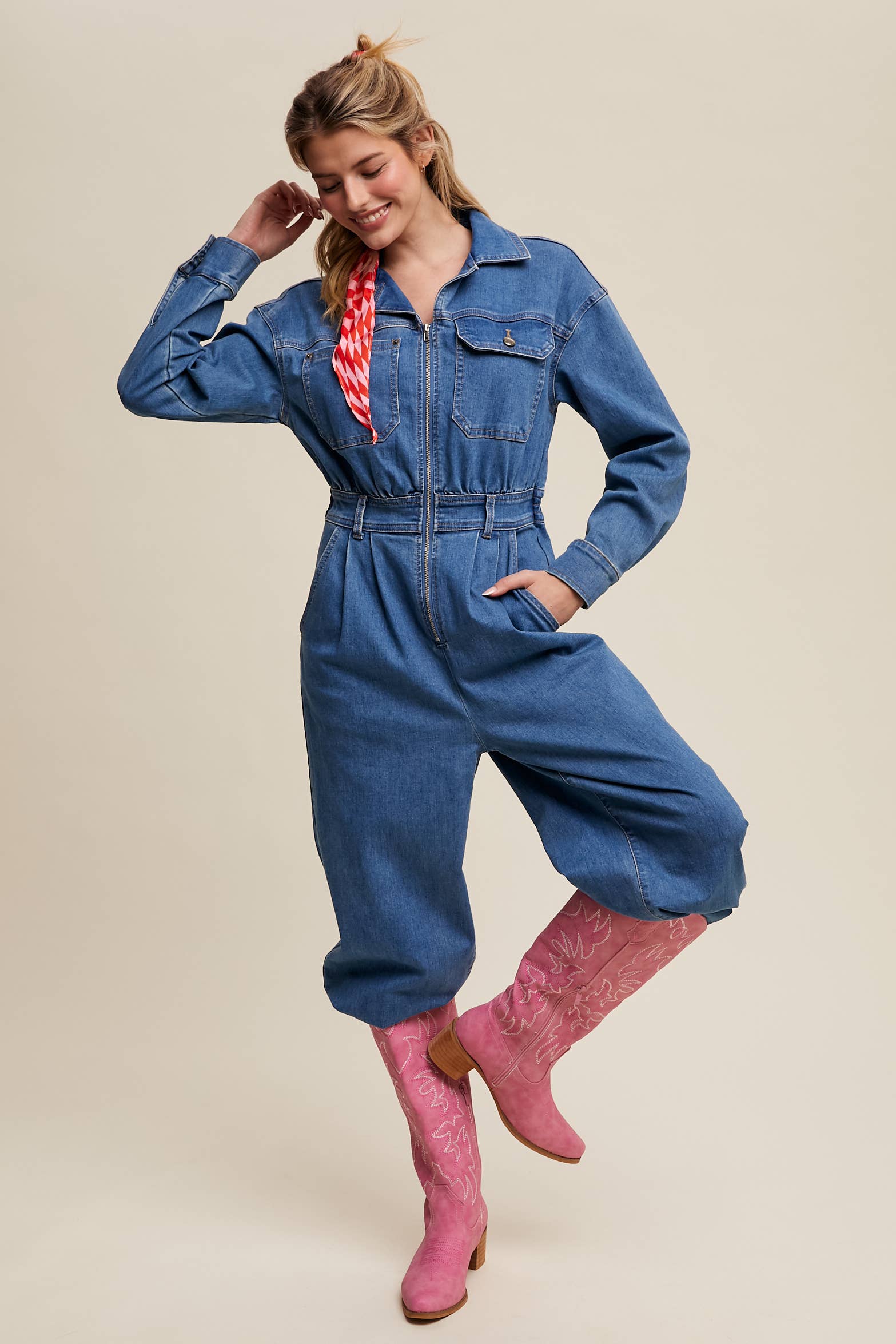 Denim Utility Jumpsuit for wholesale on Faire1