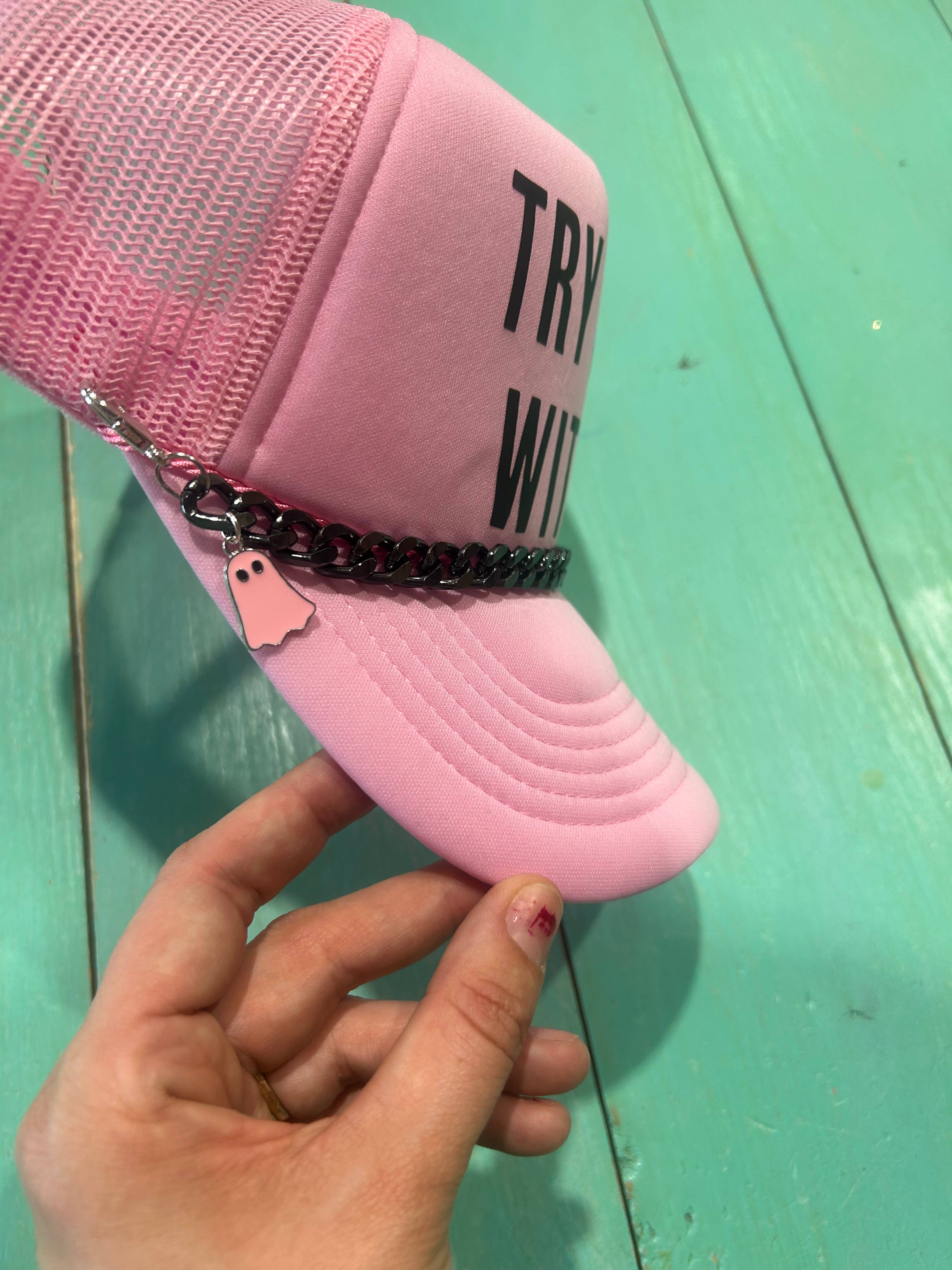 Vibes Hat Company - Venta al por mayor Accesorio para sombrero - Mujer - Cadena para sombreros Spooky Ghost Trucker | Sombrerero | Gorras de Halloween3