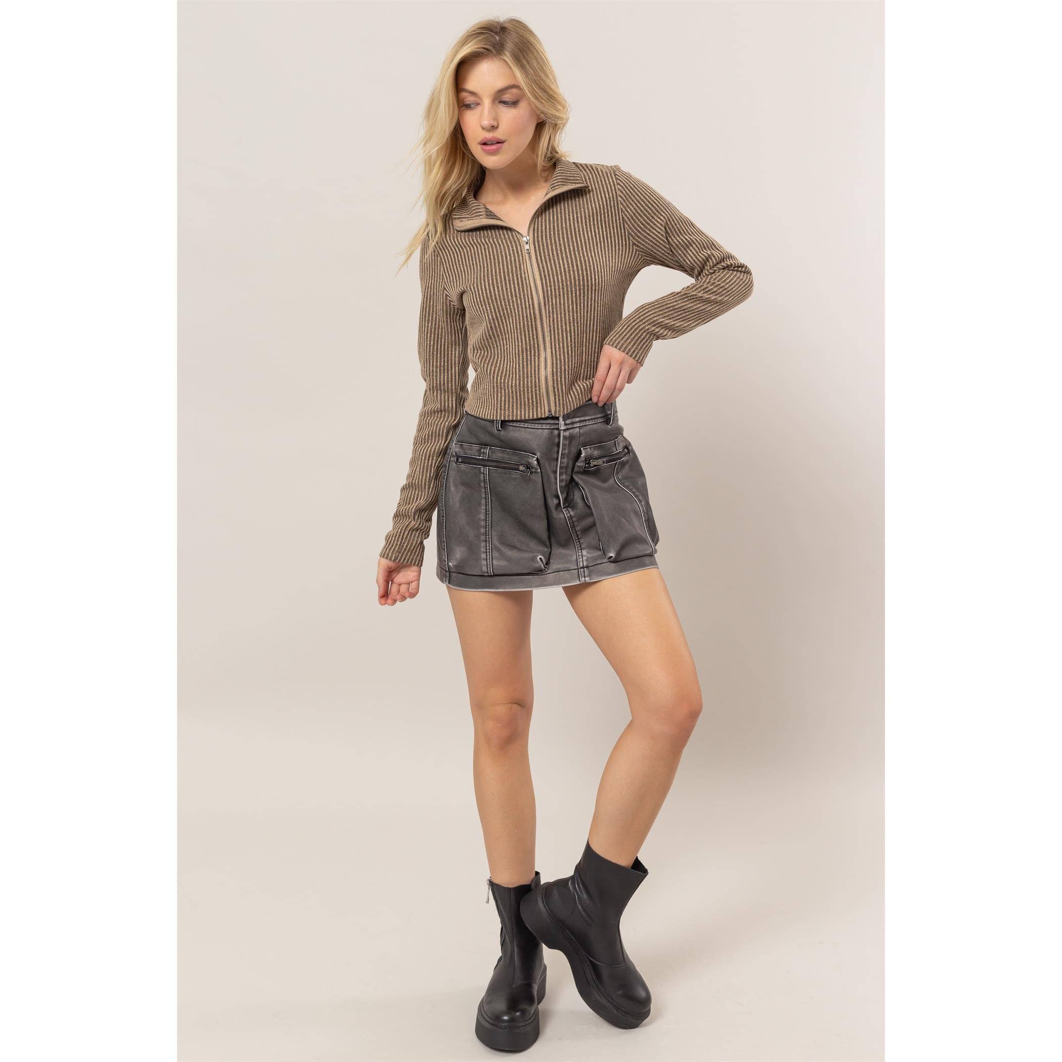 HYFVE – Camisa - Mulher por atacado – Top de Malha com Fecho de Correr às Riscas18