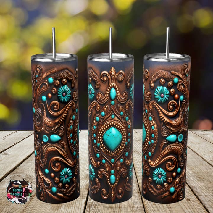 Turkos stentumlare i läder med verktyg för wholesale av Rockin K and Double J