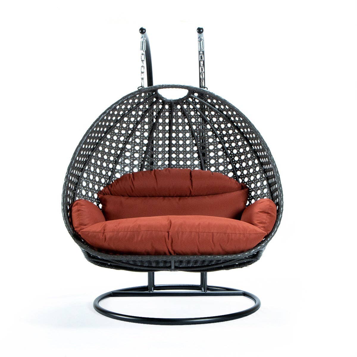 LeisureMod - Wholesale Egg Chair - Modern Charcoal Wicker Hanging Double Seater Egg Swing Chair5