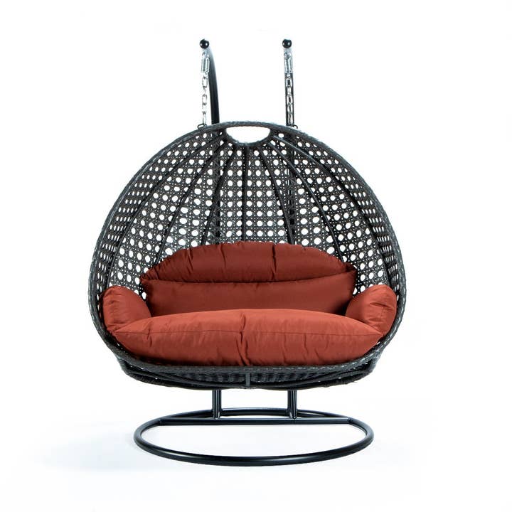 LeisureMod - Wholesale Egg Chair - Modern Charcoal Wicker Hanging Double Seater Egg Swing Chair5