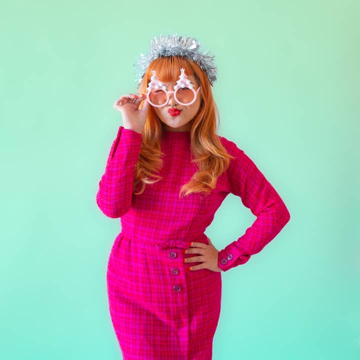 Sunshine Studios - Wholesale Sunglasses - Women's - Christmas Tree Holiday Glasses | Pastel Pink