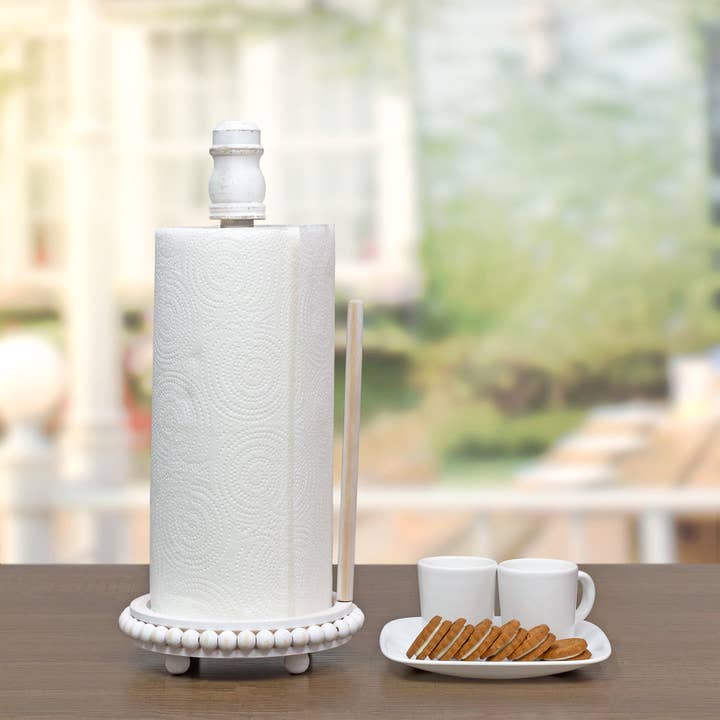 Kurated Korner - Wholesale Paper Towel Holder - Auldhome Design Farmhouse Beaded Paper Towel Holder