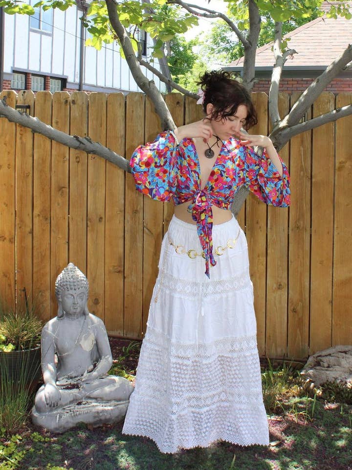 PuzzleStack - Wholesale Skirt - Women's - White Cottage Core Eyelet Lace Cotton Skirt