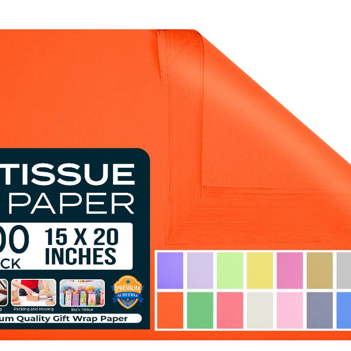 Orange Gift Tissue Paper 15"x20" Pack of 5 - 500 Sheets for wholesale by Purple Papers
