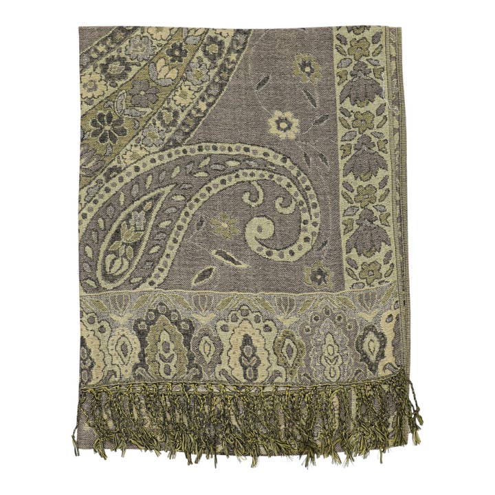 ASSORTED Metallic Pashmina Paisley Pattern SCF3719-30 (12PC) for wholesale on Faire15