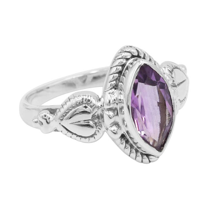 Natural Amethyst Ring: 925 Sterling Silver Boho Jewelry for wholesale by Jay Jools