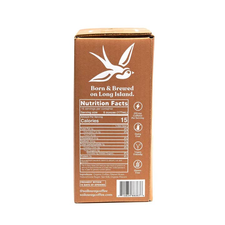 Sail Away Coffee Co. - Wholesale Iced Coffee/Cold Brew - Cold Brew 96oz Box Tap – Ready-to-Drink, SEA SALT & CARAMEL