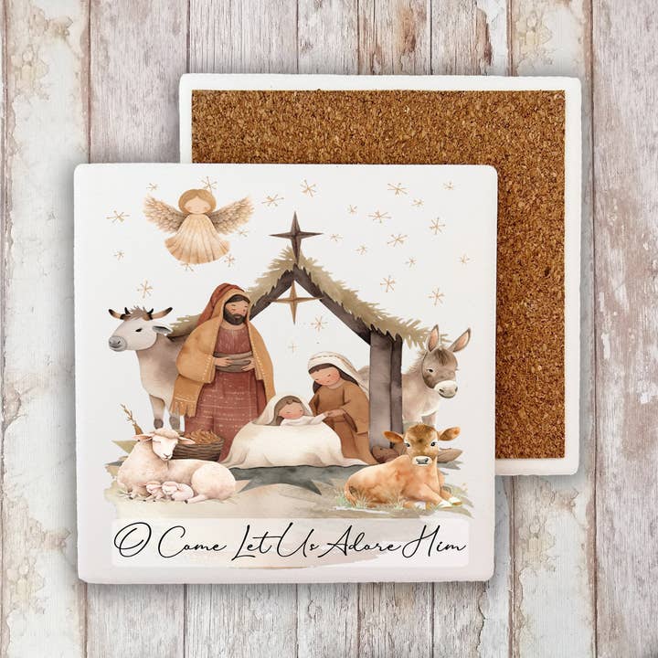 Christmas Nativity Christ is Born Stone Coaster for wholesale by Avery Lane Gifts