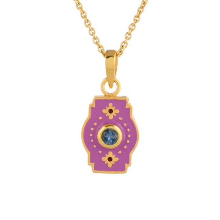 Topaz Gold Plated Enamel Necklace,Handmade Woman Accessories for wholesale by Misteerious Seed