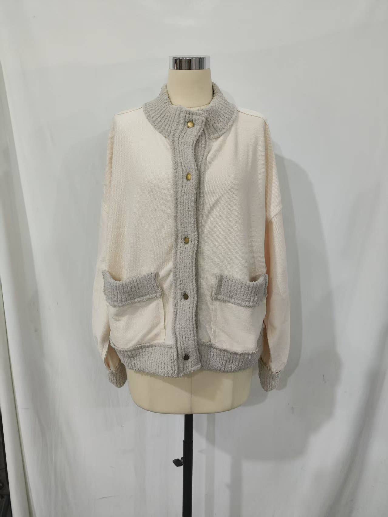 Rosa Clothing - Wholesale Cardigan - Women's - Cozy slouchy boxy drop-shoulder sleeves cardigan15