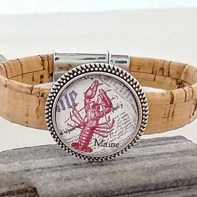 Piccadilly Pendants - Wholesale Bangle Bracelet - Nautical Cork Bracelet, Custom Images, Vegan Jewelry