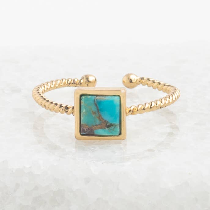 Starfish Project, Inc - Wholesale Single Stone/Solitaire Ring - Jayne Square Turquoise Ring