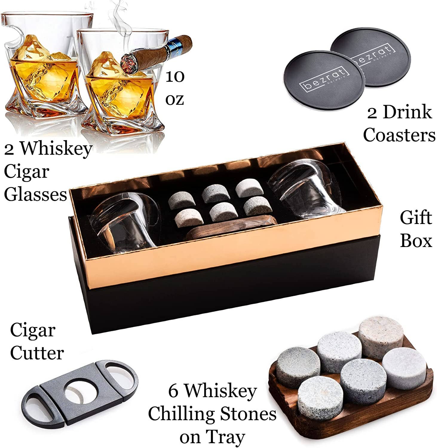 Bezrat - Wholesale Cocktail/Liquor Glass - Whiskey Glasses and Accessories - 12 pieces in Gift Box1