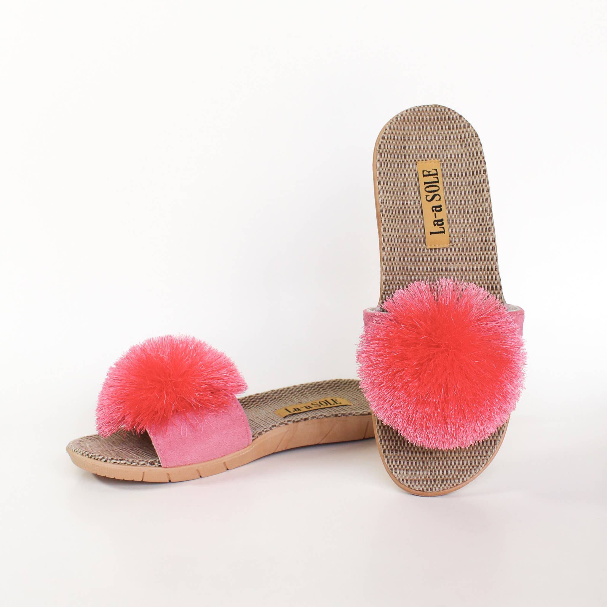 La-a SOLE - Wholesale Slides - Women's - Pom Pom Slides | Fuchsia1